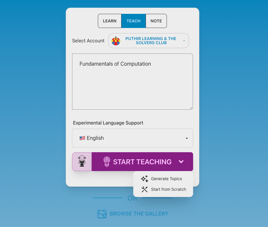Teaching from scratch